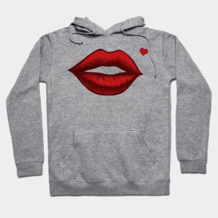 Red Kissing Lips With Heart Shaped Beauty Mark Hoodie